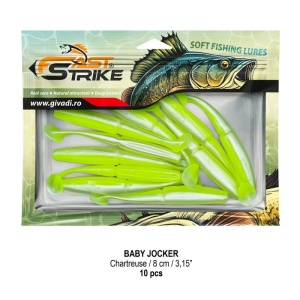 Shad Fast Strike Baby Jocker, Chartreuse, 8cm, 10buc/blister - Img 2