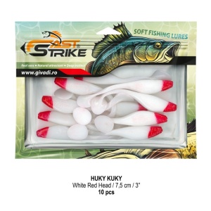 Shad Fast Strike Huky Kuky, White Red Head, 7.5cm, 2.7g, 10buc/plic - Img 2