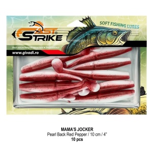 Shad Fast Strike Mama's Jocker, Pearl Back Red Pepper, 10cm, 10buc/blister - Img 2
