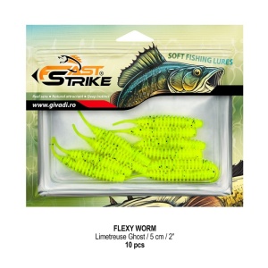 Worm Fast Strike Flexy Worm 5cm, 10buc/plic, Limetreuse Ghost - Img 2