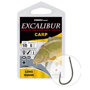 Carlige Excalibur Carp Long Shank BN, 10buc