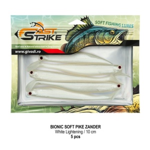 Shad Fast Strike Bionic Soft Pike-Zander, White Lightening, 10cm, 5buc/blister - Img 2