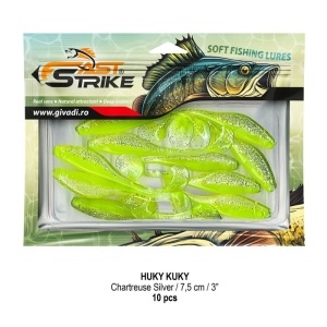 Shad Fast Strike Huky Kuky, Chartreuse Silver, 7.5cm, 2.7g, 10buc/plic - Img 2