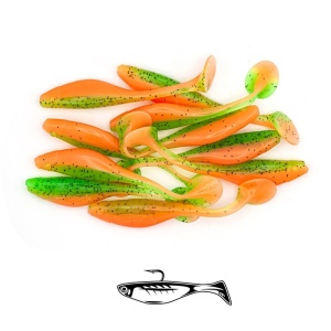 Shad Fast Strike Huky Kuky, Orange Green, 7.5cm, 2.7g, 10buc/plic - Img 2