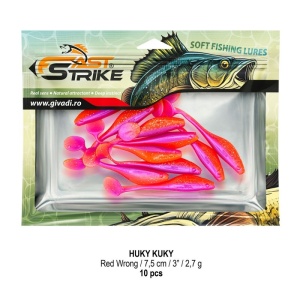 Shad Fast Strike Huky Kuky, Red Wrong, 7.5cm, 2.7g, 10buc/plic - Img 3