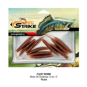 Worm Fast Strike Flexy Worm 5cm, 10buc/plic, Motor Oil Christmas - Img 2
