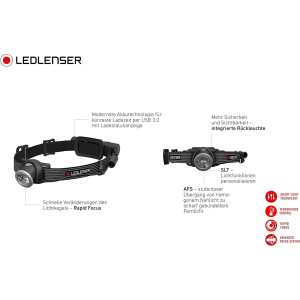Lanterna frontala reincarcabila H8R 600 lumeni + Acumulator + USB, Led Lenser - Img 3