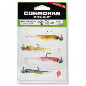 Set Shad Minnow S Painty 7.5cm/5g/ 4buc/plic/ carlig 1/0 Cormoran