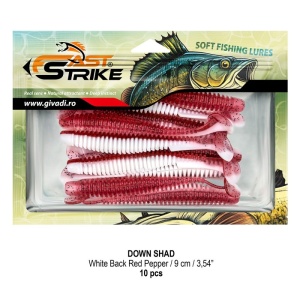 Shad Fast Strike Down Shad 9cm, 10cm/plic, White Back Red Pepper - Img 2