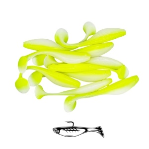 Shad Fast Strike Huky Kuky, Chartreuse White, 7.5cm, 2.7g, 10buc/plic - Img 2