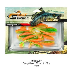 Shad Fast Strike Huky Kuky, Orange Green, 7.5cm, 2.7g, 10buc/plic - Img 3