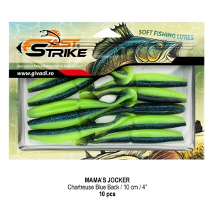 Shad Fast Strike Mama's Jocker, Chartreuse Blue Back, 10cm, 10buc/blister - Img 2