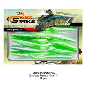 Shad Fast Strike Turbo Zander, Chartreuse Pepper, 10cm, 10buc/blister - Img 2