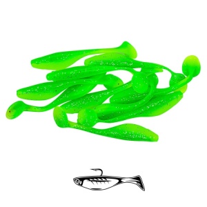 Shad Fast Strike Huky Kuky, Limetreuse, 7.5cm, 2.7g, 10buc/plic - Img 2