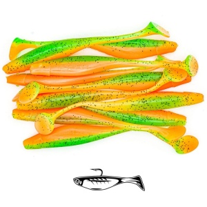 Shad Fast Strike Huky Kuky, Orange Green, 11.5cm, 4.3g, 10buc/plic - Img 2