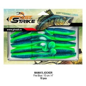 Shad Fast Strike Mama's Jocker, Fire Blue, 10cm, 10buc/blister - Img 2