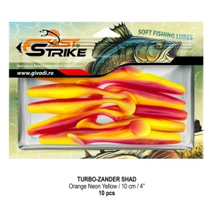 Shad Fast Strike Turbo Zander, Orange Neon Yellow, 10cm, 10buc/blister - Img 2
