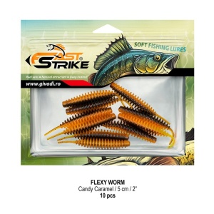 Worm Fast Strike Flexy Worm 5cm, 10buc/plic, Candy Caramel - Img 2
