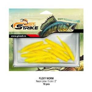 Worm Fast Strike Flexy Worm 5cm, 10buc/plic, Neon Lime - Img 2