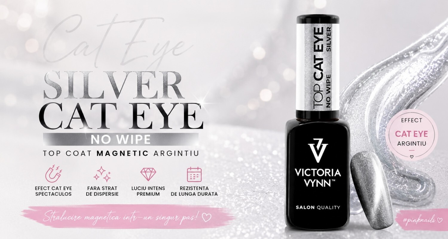 Silver Cat Eye No Wipe 8 ml Victoria Vynn – Stralucire magnetica intr-un singur pas