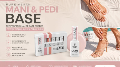 PURE VEGAN MANI & PEDI BASE – Set Baze Rubber Nude pentru Manichiura si Pedichiura | PinkNails