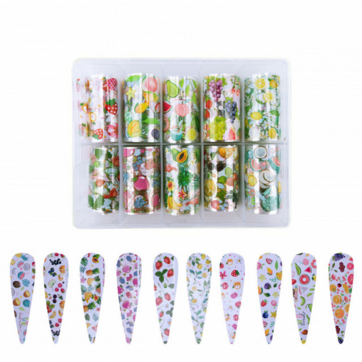 Set 10 folii de transfer Fruits