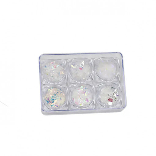 Set 6 decor de unghii Ice White
