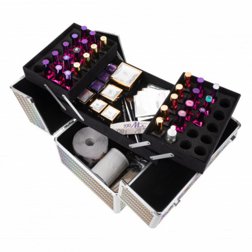 Geanta cosmetica XL Diamond Holo Rose Gold