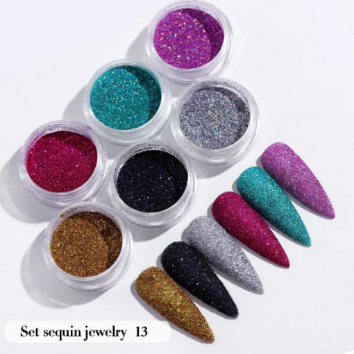 Set 6 sclipici de unghii Mix Sparkle