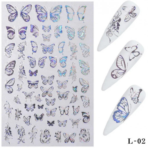 Sticker Butterfly Silver L02