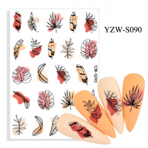 Sticker Leaves&Feathers S090