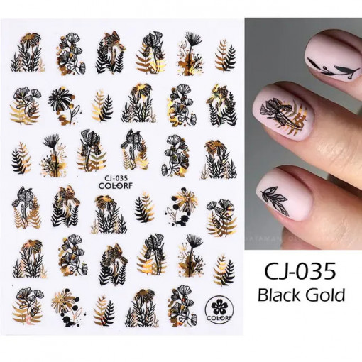 Sticker Metallic Flowers CJ035