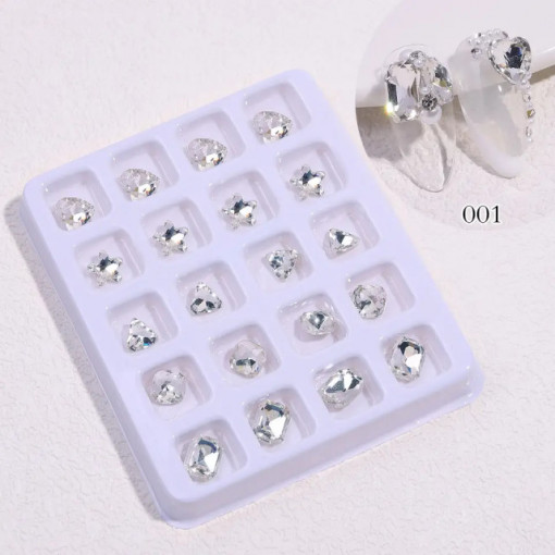 Set cristale de unghii Glass Silver Jewel