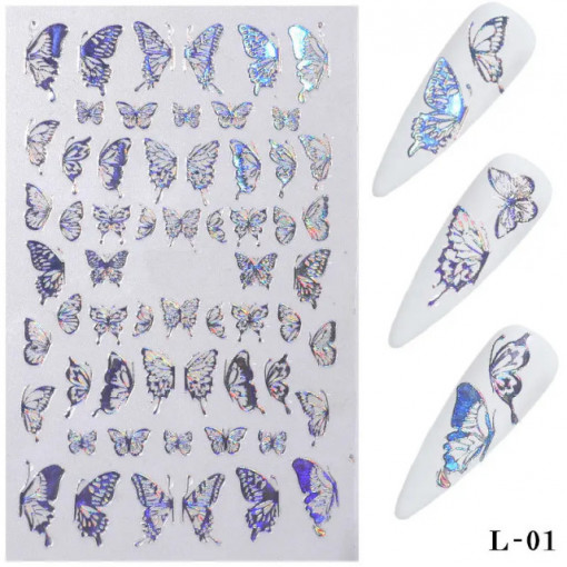 Sticker Butterfly Silver L01