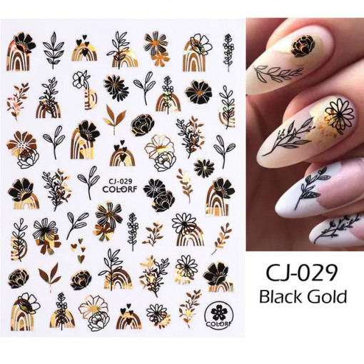 Sticker Metallic Floral CJ029