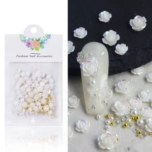 Set 3D White Camellia Gold Caviar