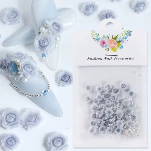Set 3D Grey Camellia Silver Caviar