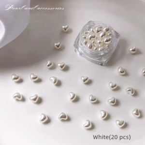 Inimioare Bubble Satin Pearls White