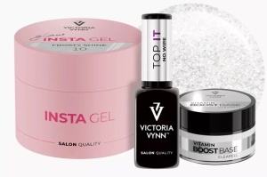 Pachet Victoria Vynn Insta Gel 10 Frosty Shine, Top IT, Boost Base Vitamin Clearell