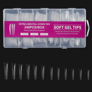 Set 240 tipsuri Soft Gel Tip XXL Coffin