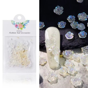 Set flori 3D White Opal Pearls