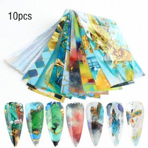 Set 10 folii de transfer Blue Pattern