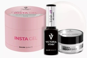 Pachet Victoria Vynn Insta Gel 01 Cloud Dancer, Top IT, Boost Base Vitamin Clearell