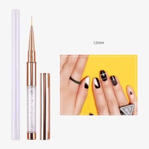 Pensula Nail Art Long Rose Gold Crystals