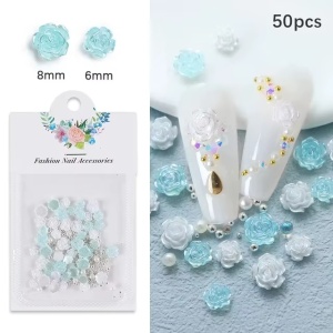 Set flori 3D Blue Opal Pearls