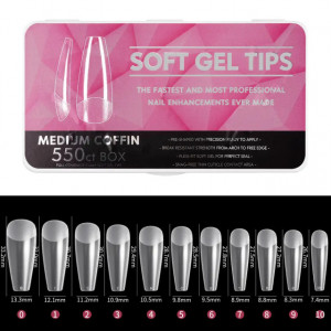 Set 550 tipsuri Soft Gel Medium Coffin Base