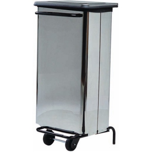 Container din inox pentru gunoi, cu pedală și roți 100 Litri, Forcar - Img 3