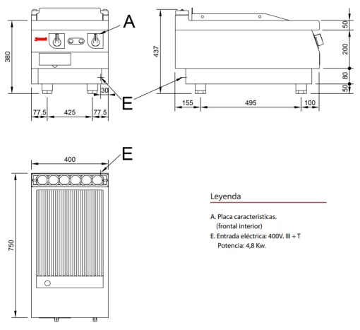 Fry top electric cu suprafață striată, Jemi - Img 3