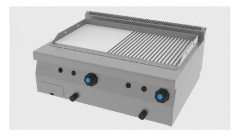Fry top electric de banc,cu suprafata neteda/striata, 800x600 mm