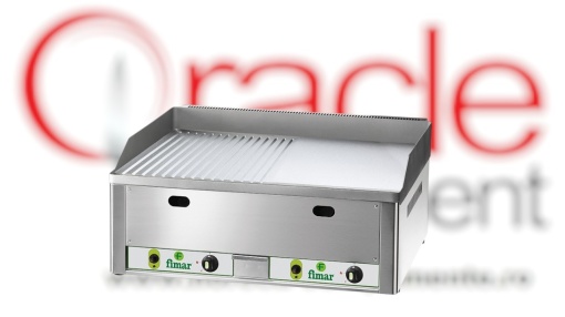 Fry top pe gaz cu suprafață cromată netedă/striată, 650x480 mm, Fimar